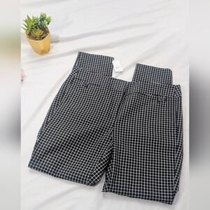 LOFT Black and White Plaid Shorts